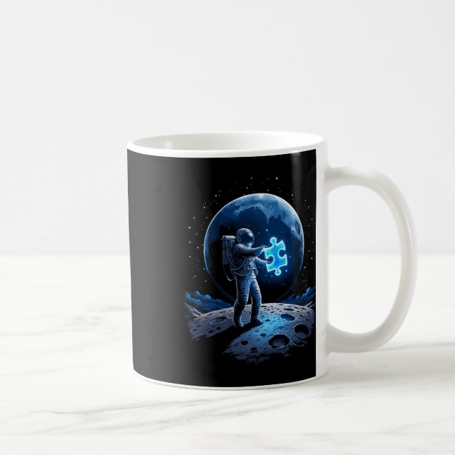 Mug Sensibilisation à l'autisme Bleu Puzzle Lune Astro (Droite)