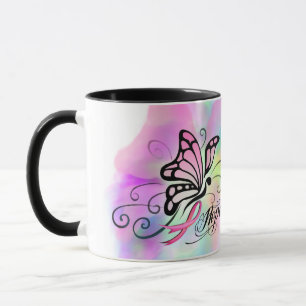 Mug sensibilisation au cancer du sein, design de ruban