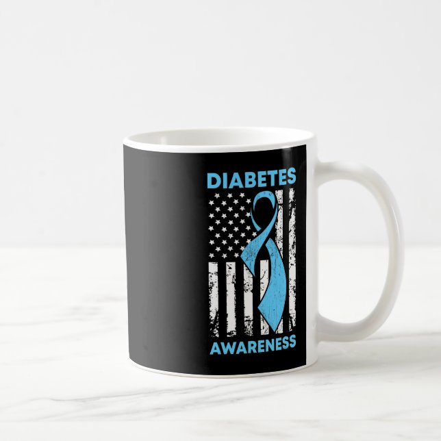 Mug Sensibilisation au diabète Drapeau bleu américain  (Droite)