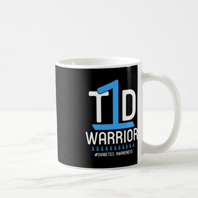 Mug Sensibilisation au diabète Ruban bleu T1D Guerrier (Droite)
