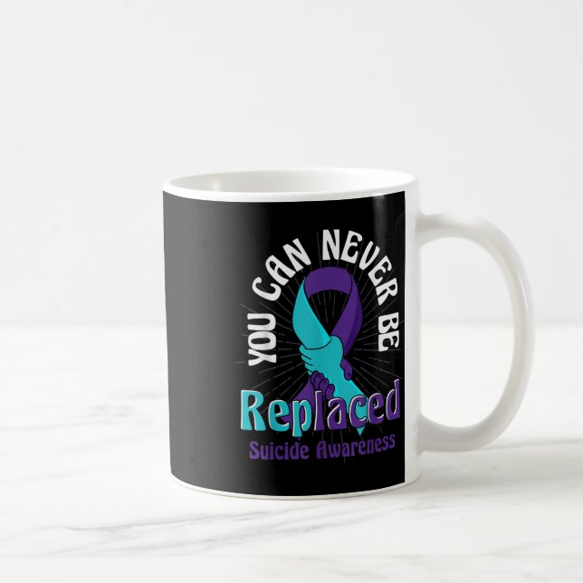 Mug Sensibilisation au suicide Turquoise Ruban Violet  (Droite)