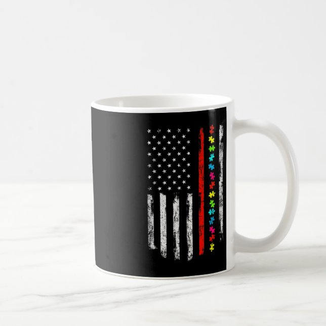 Mug Sensibilisation sur l'autisme 4 juillet Mince lign (Droite)