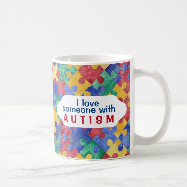 Mug Sensibilisation sur l'autisme aquarelle puzzle mus (Droite)