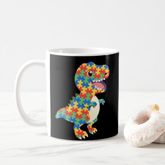 Mug Sensibilisation sur l'autisme Dinosaures (Avec donut)
