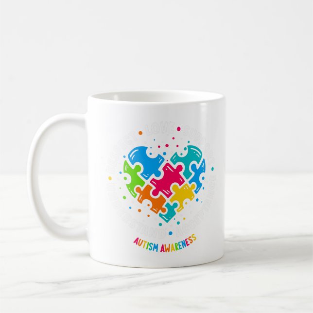 Mug Sensibilisation sur l'autisme Respect Amour Suppor (Gauche)