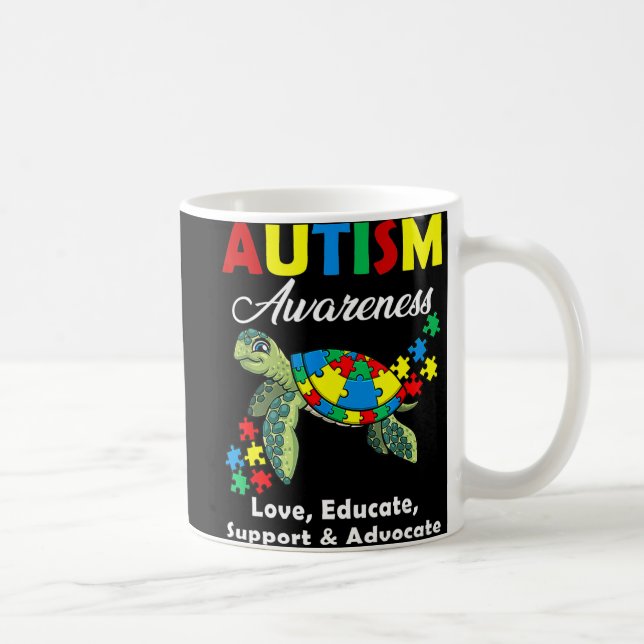 Mug Sensibilisation sur l'autisme Tortues Puzzle Maman (Droite)