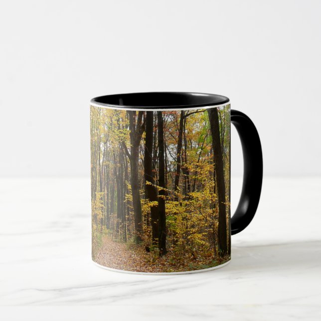 Mug Sentier d'automne et feuilles dorées à Laurel Hill (Devant droit)