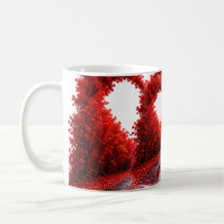 Mug Sentier forestier en forme de cœur rouge – Concept