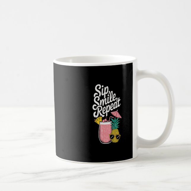 Mug Sentiment d'île Sip Sourire Répéter Fun Ananas  (Droite)