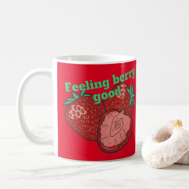 Mug SENTIR BERRY BONNE fraise drôle fruits (Avec donut)
