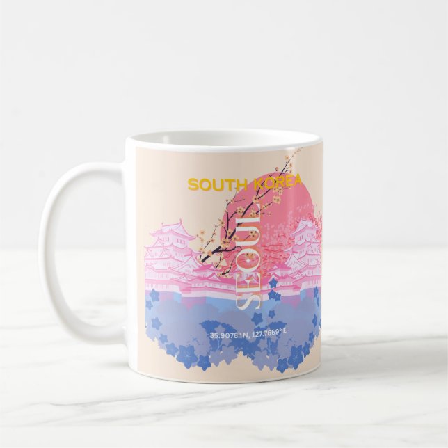 Mug Séoul Corée du Sud Travel Art, Pastel (Gauche)