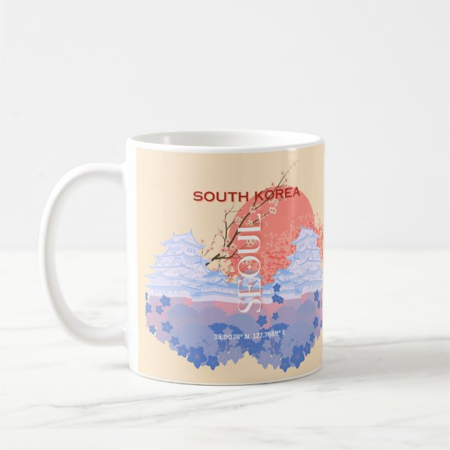 Mug Séoul Corée du Sud Voyage Art, Pastel (Gauche)