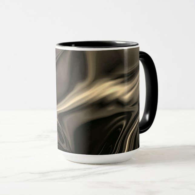 Mug Sépia métallique ondulé sur arrière - plan foncé (Devant droit)