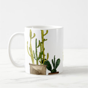 Mug Sept cactus d'aquarelle vert dessinés à la main 