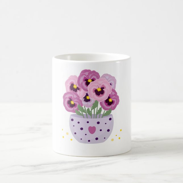 Mug Sept panneaux roses dans un vase (Centre)