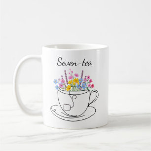Mug Sept-Thé 70e Anniversaire Amusant Floral Fantaisis