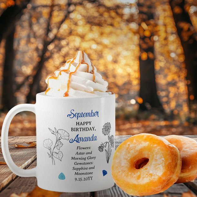 Mug Septembre Aster | Gloire du matin Anniversaire Kee (September Floral and Birthstone Birthday Keepsake Coffee Mug)