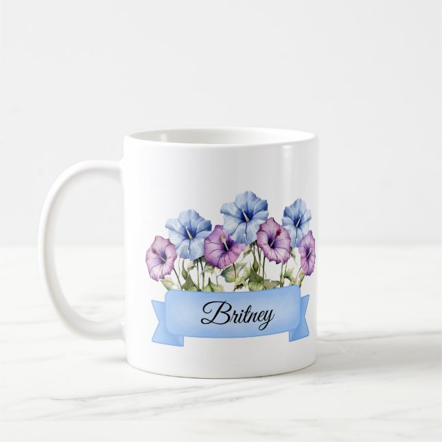 Mug Septembre Fleur Aster de naissance personnalisée (Gauche)