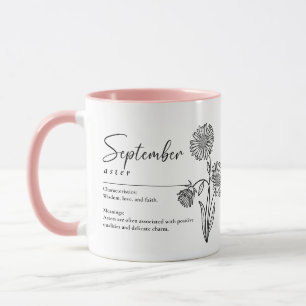 Mug Septembre Mois de naissance Aster minimaliste