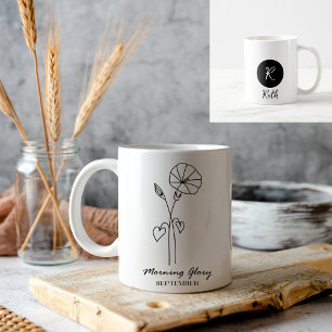 Mug Septembre Mois de naissance Monogramme de fleurs