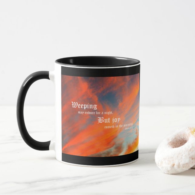 Mug Septembre Nuages avec Psaume 30:5 (Avec donut)