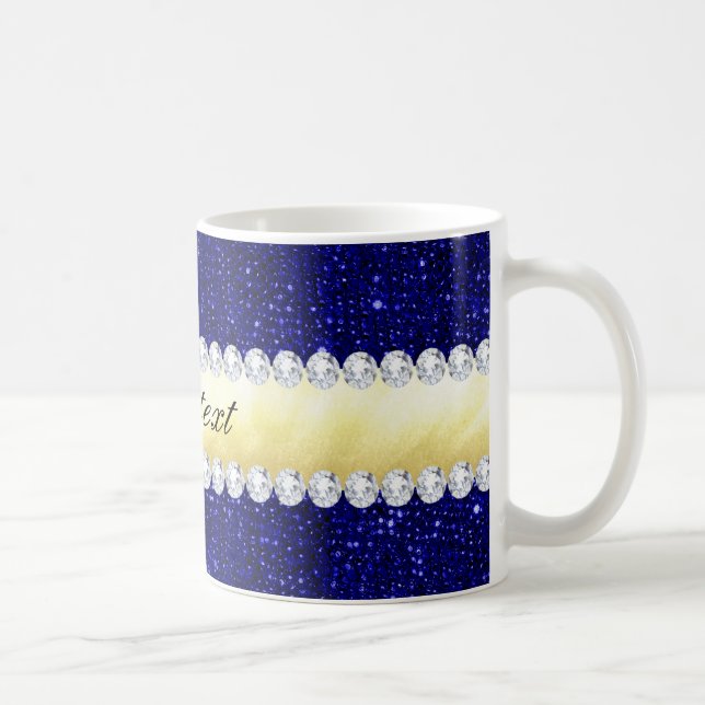 Mug Séquins de marine personnalisés, or, diamants (Droite)