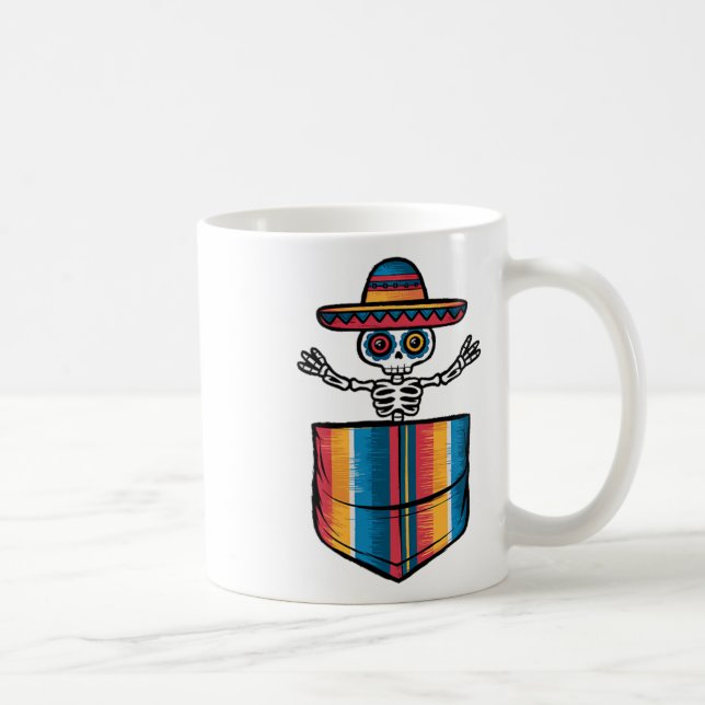 Mug Serape Skeleton Mariachi Pocket Cinco De Mayo Mexi (Droite)