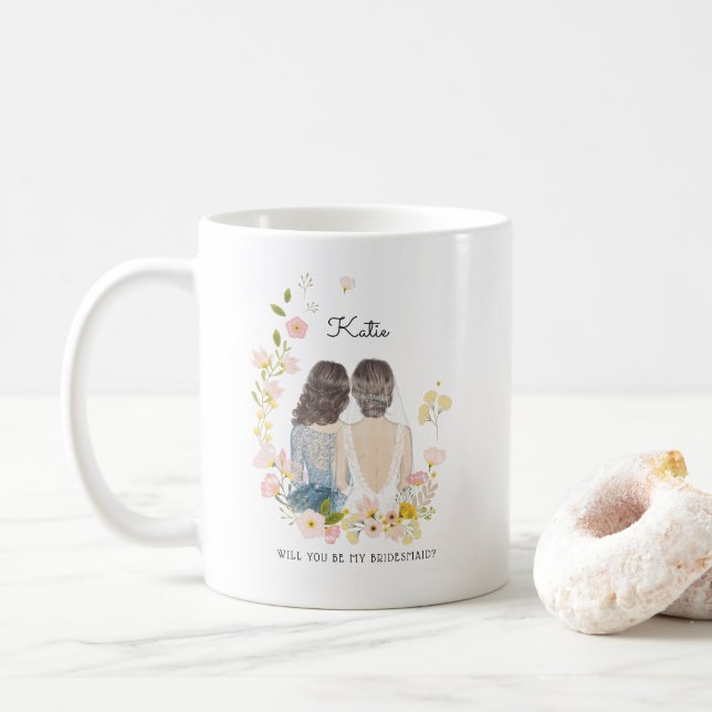 Mug Seras-tu ma demoiselle d'honneur Proposition (Avec donut)