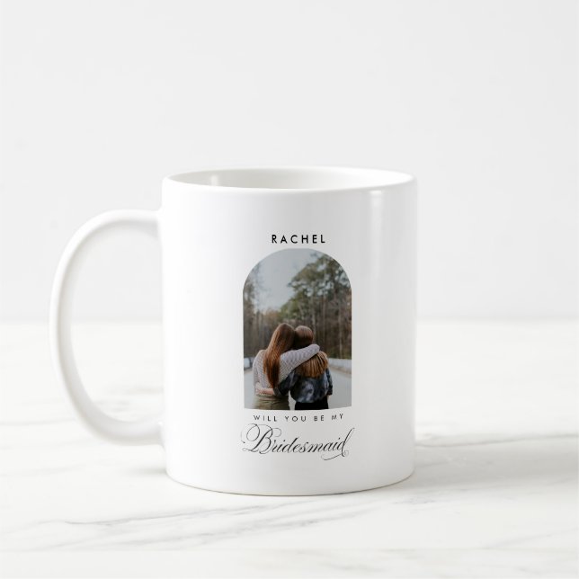 Mug Seras-tu ma demoiselle d'honneur Script photo mini (Gauche)