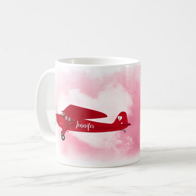 Mug Seras-Tu Ma Saint-Valentin Avion Rose Cœur Nuage (Devant gauche)
