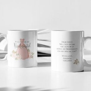 Mug Seras-tu mon Bridesmaid Blush Watercolor