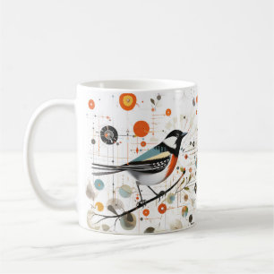 Mug Serene Bird en Branche au milieu de cercles harmon