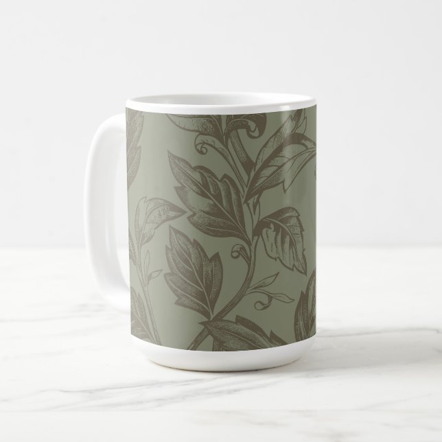 Mug Serene Sage Green | État botanique gras feuillet (Devant gauche)
