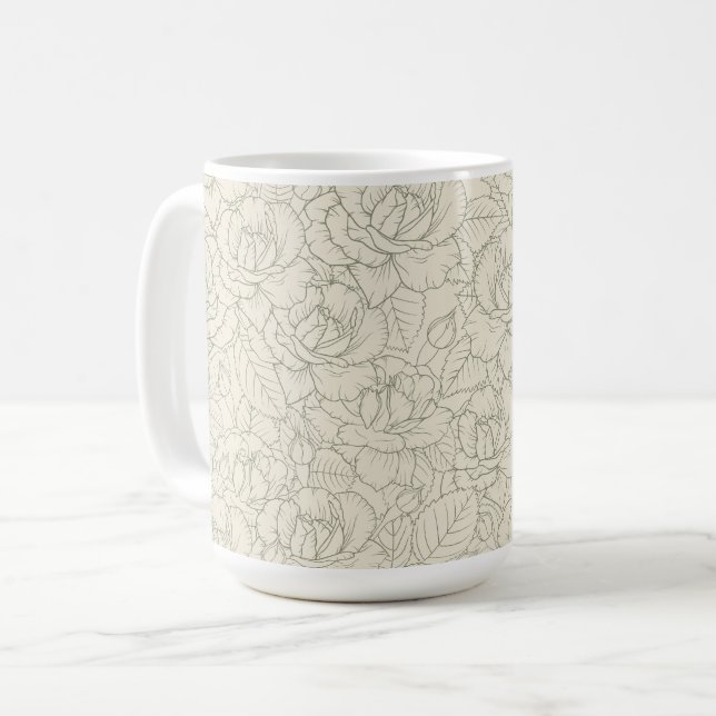 Mug Serene Sage Green | Roses vintages en fleurs (Devant gauche)