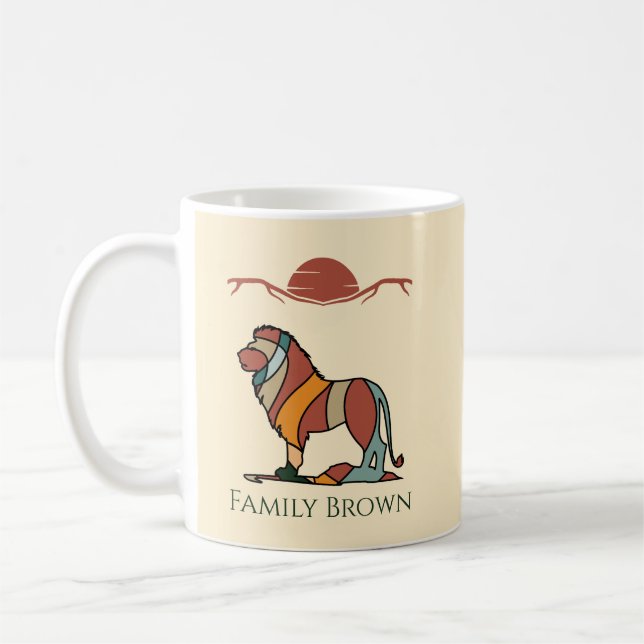 Mug Serene Savanna Kind Lion Personalized Modern Earth (Gauche)