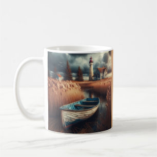 Mug Sérénité côtière : Phare et bateau à moteur