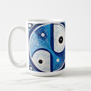 Mug Sérénité géométrique : Bleu & Blanc Yin Yang