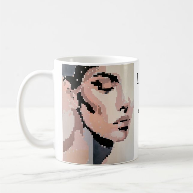 Mug Sérénité Portrait Moderne Neutre Pixel Art (Gauche)
