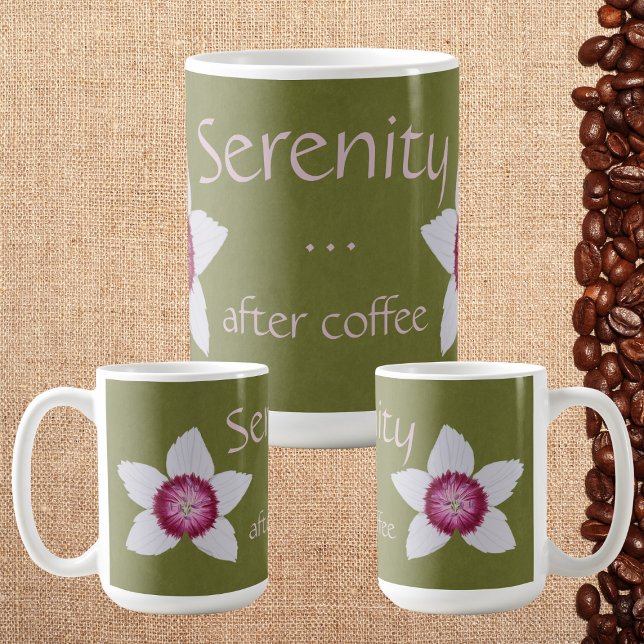 Mug Serenity After Coffee White & Pink Clematis Green (Créateur téléchargé)