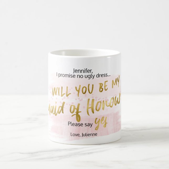 Mug Serez-vous ma Demoiselle d'Honneur Blush Aquarelle (Centre)