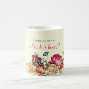 Mug Serez-vous ma femme d'honneur Floral Vintage