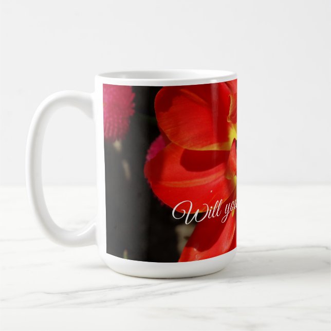 Mug Serez-vous ma fille à fleurs, Fleur de tulipe roug (Gauche)