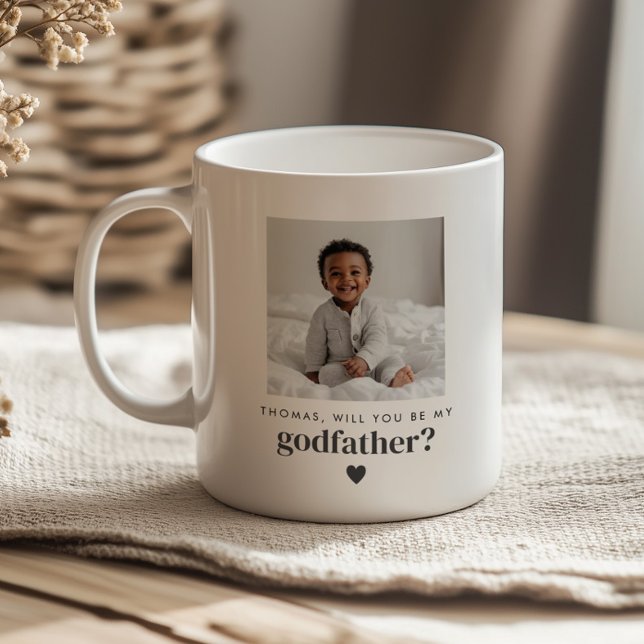Mug Serez-Vous Mon Parrain Photo Proposition (Zazzle Will You Be My Godfather Photo Proposal Coffee Mug - Front)