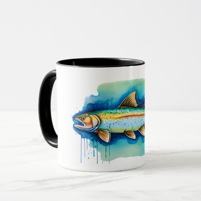 Mug - Série d'aquarelle : truite/Saumon (Devant gauche)