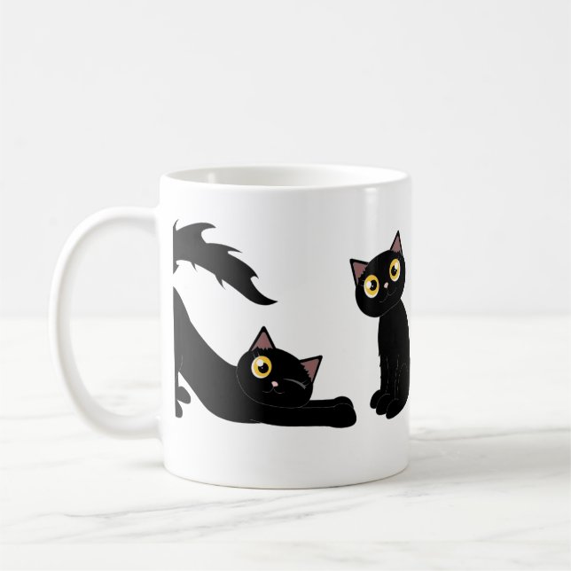 Mug Série espiègle mignonne de chat noir (Gauche)