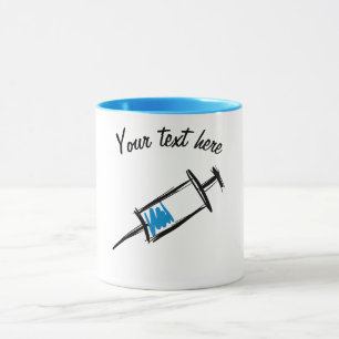 Mug Seringue, dessinée à la main. Injection, médeci