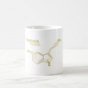 Mug Serotonin Hormone Formule chimique structurelle or