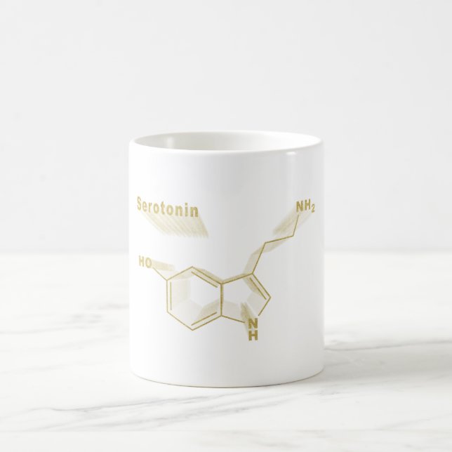 Mug Serotonin Hormone Formule chimique structurelle or (Centre)