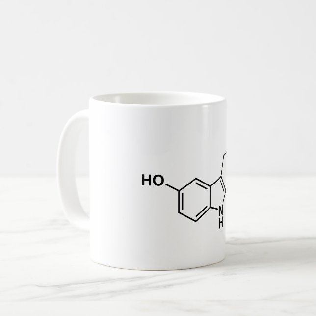 Mug sérotonine formule chimique éléments du symbole sc (Devant gauche)