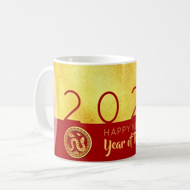 Mug Serpent du Nouvel An Chinois 2025 Red Gold WM (Devant gauche)